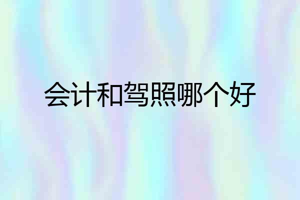 会计和驾照哪个好