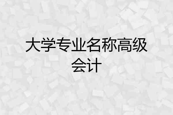 大学专业名称高级会计