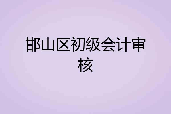 邯山区初级会计审核