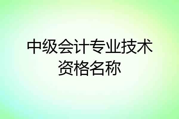中级会计专业技术资格名称