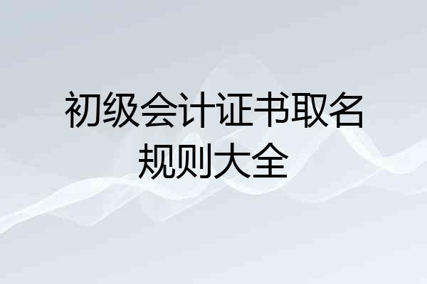 初级会计证书取名规则大全