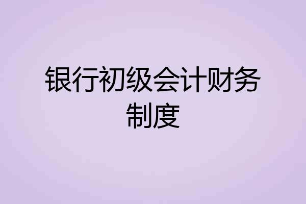 银行初级会计财务制度