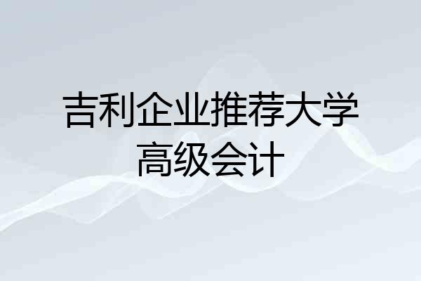吉利企业推荐大学高级会计