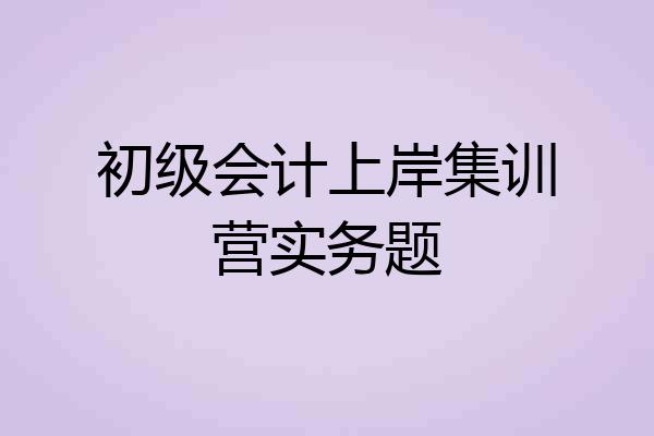 初级会计上岸集训营实务题