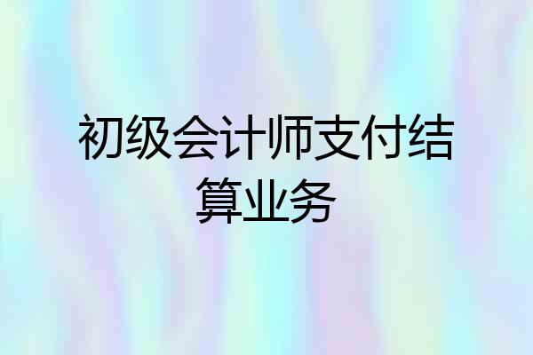 初级会计师支付结算业务