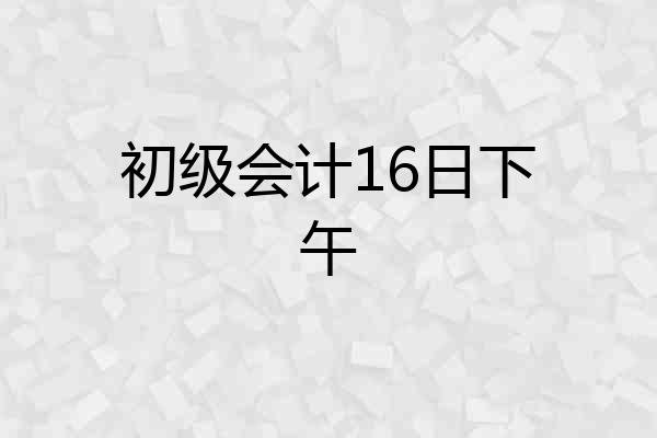 初级会计16日下午