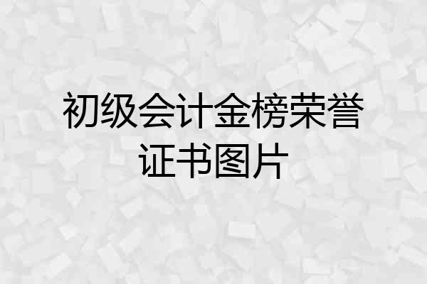 初级会计金榜荣誉证书图片