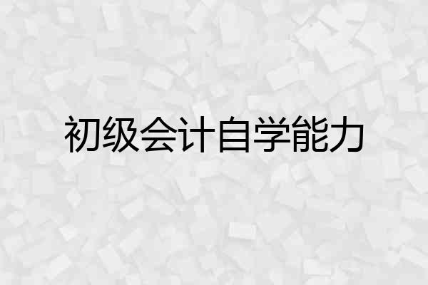 初级会计自学能力