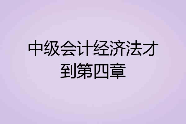 中级会计经济法才到第四章