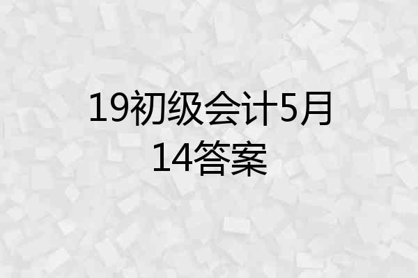 19初级会计5月14答案