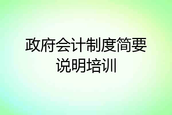 政府会计制度简要说明培训