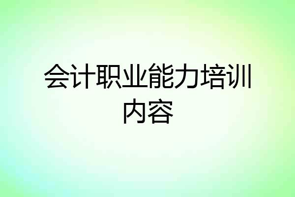 会计职业能力培训内容