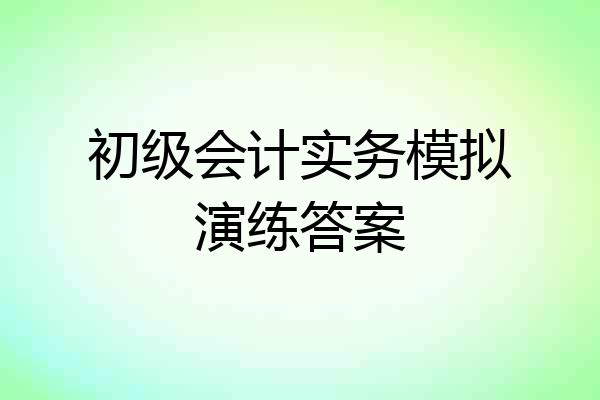 初级会计实务模拟演练答案