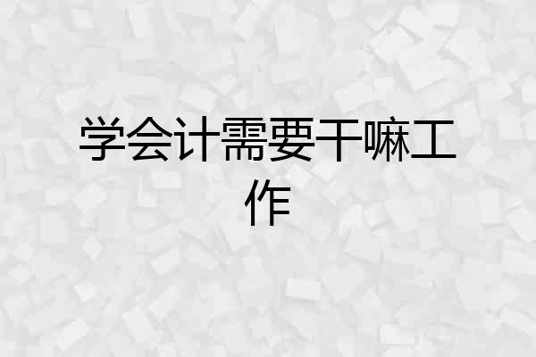 学会计需要干嘛工作