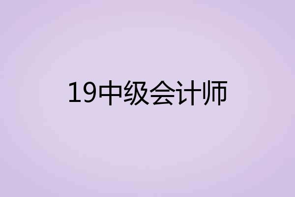 19中级会计师