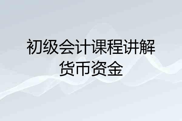 初级会计课程讲解货币资金