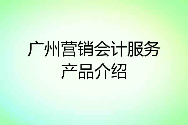 广州营销会计服务产品介绍