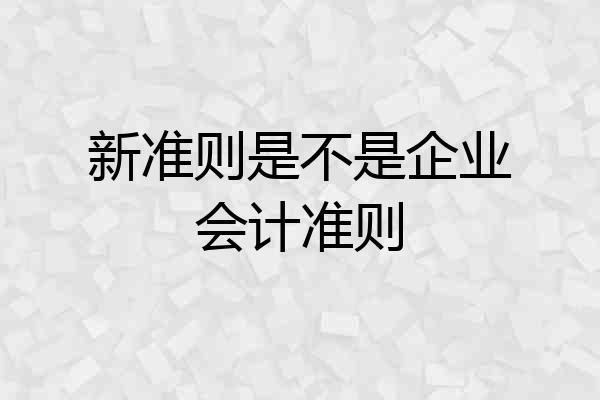 新准则是不是企业会计准则