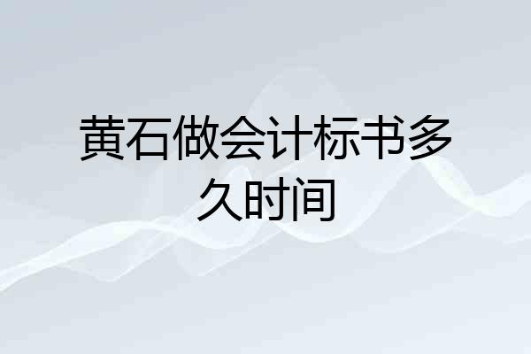 黄石做会计标书多久时间