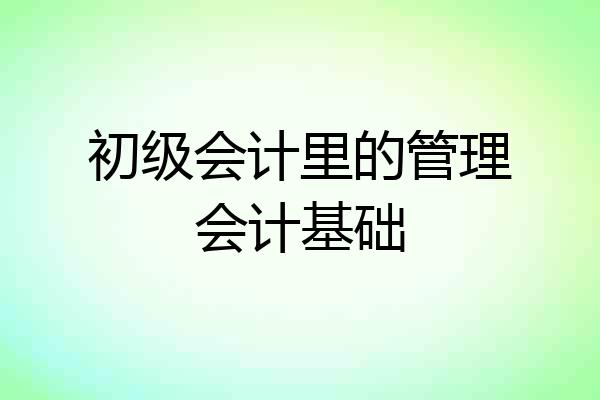 初级会计里的管理会计基础