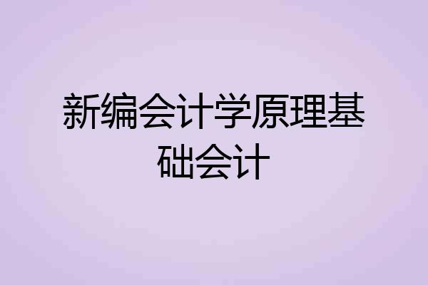 新编会计学原理基础会计