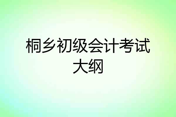桐乡初级会计考试大纲