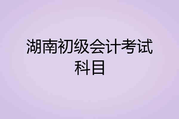 湖南初级会计考试科目