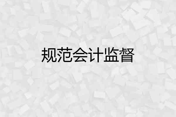 规范会计监督