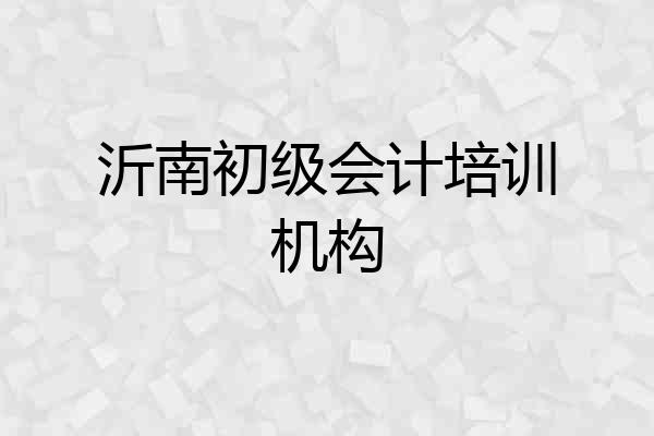 沂南初级会计培训机构