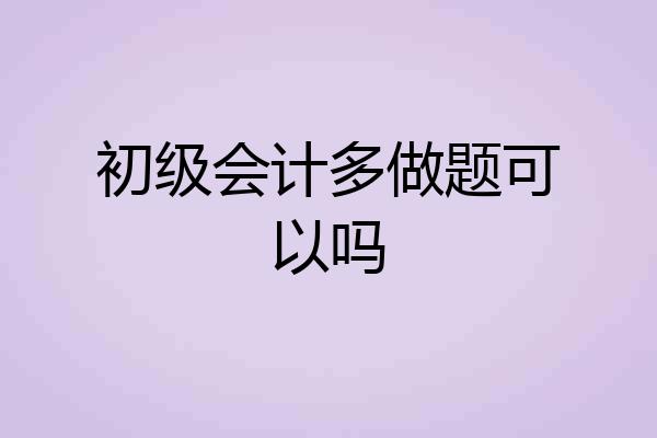 初级会计多做题可以吗