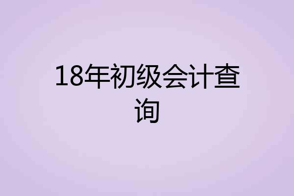 18年初级会计查询