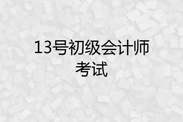 13号初级会计师考试