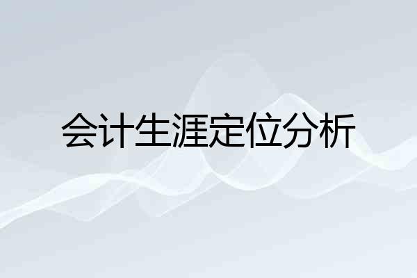 会计生涯定位分析