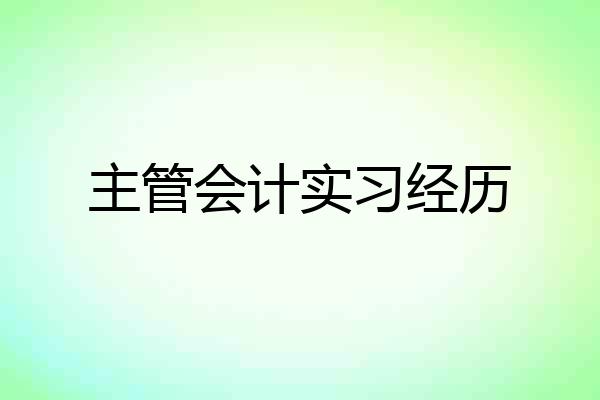 主管会计实习经历