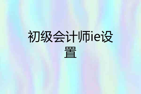 初级会计师ie设置