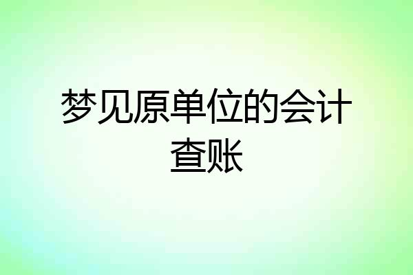 梦见原单位的会计查账