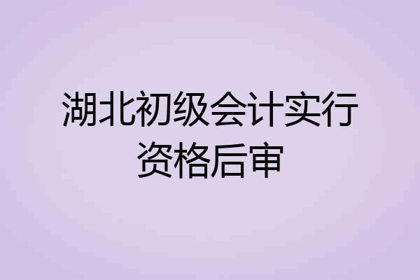湖北初级会计实行资格后审
