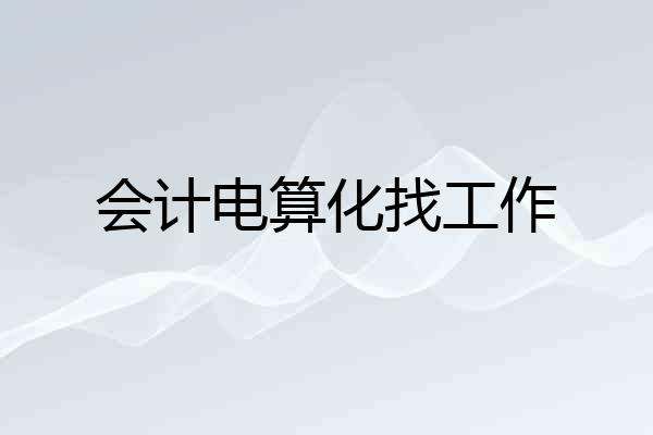 会计电算化找工作