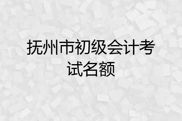 抚州市初级会计考试名额