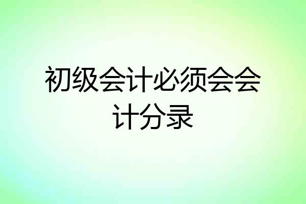 初级会计必须会会计分录