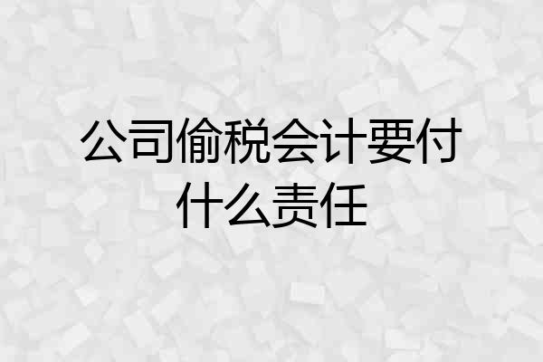 公司偷税会计要付什么责任