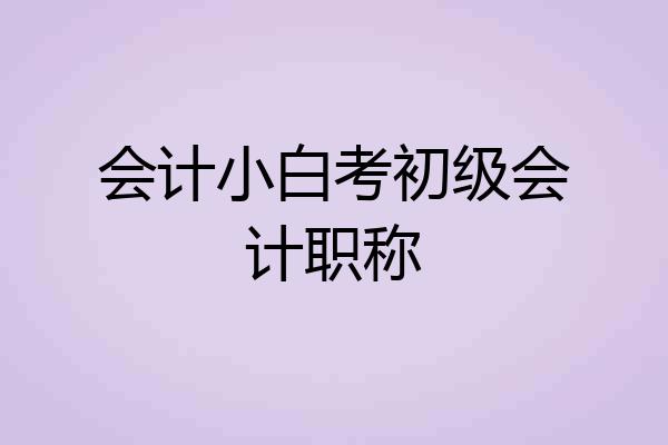 会计小白考初级会计职称