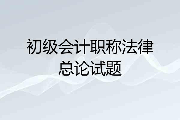 初级会计职称法律总论试题