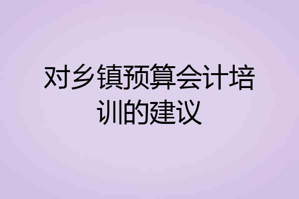 对乡镇预算会计培训的建议