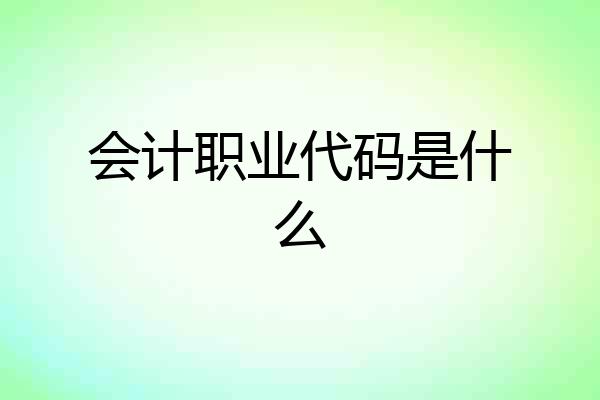 会计职业代码是什么