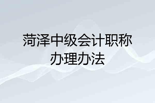 菏泽中级会计职称办理办法