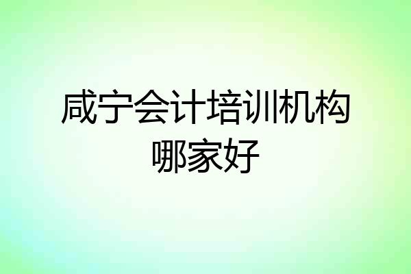 咸宁会计培训机构哪家好