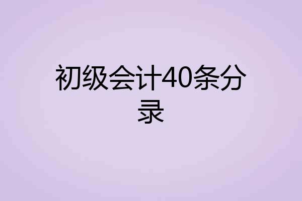 初级会计40条分录