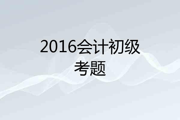 2016会计初级考题