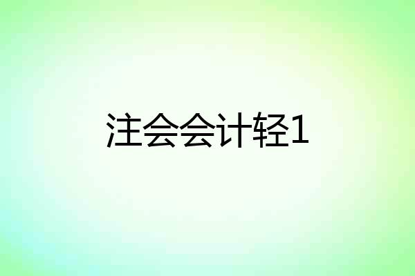 注会会计轻1